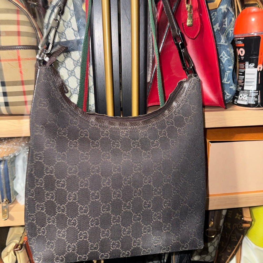 Gucci Dark Brown Monogram Hobo Bag